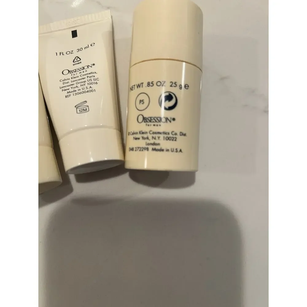 Calvin Klein OBSESSION MEN Travel SET of 4 Deodorant After Shave Balm Shampoo